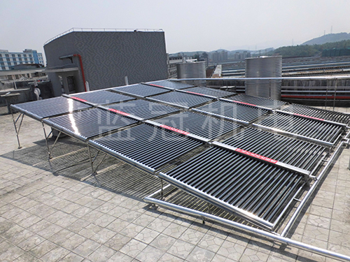 真空管太陽能熱水器+空氣能熱水器工程，案例：江門洋鑫商務酒店熱水工程